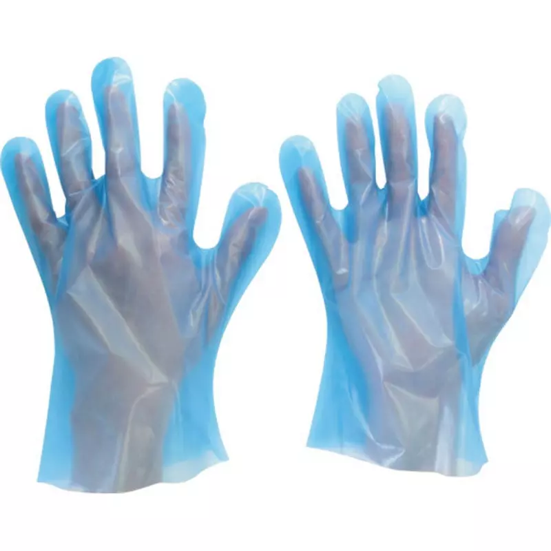 MIDORI Polyethylene Disposable Gloves Blue M Size 29.0 cm Palm Circumference, VERTE-585-M (Pack of 100 Pair)