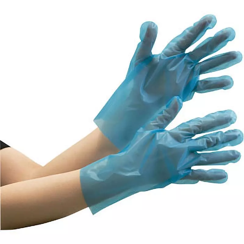 MIDORI Polyethylene Disposable Gloves Blue L Size 30.0 cm Palm Circumference, VERTE-581-L (Pack of 30 Boxes)