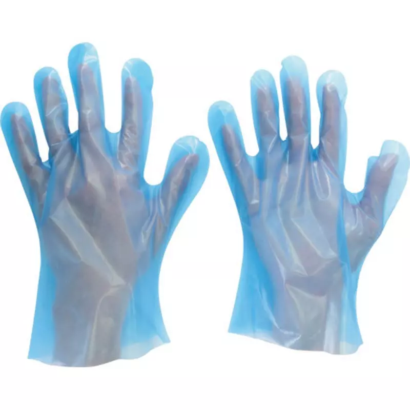 MIDORI Polyethylene Disposable Gloves Blue SS Size 24.0 cm Palm Circumference, VERTE-585-SS (Pack of 100 Pair)
