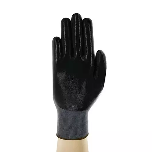 Ansell EDGE 48-128 Cut Resistant Gloves Knitwrist Cuff Nitrile Black & Grey Size 8 (Pack of 144 Pair)