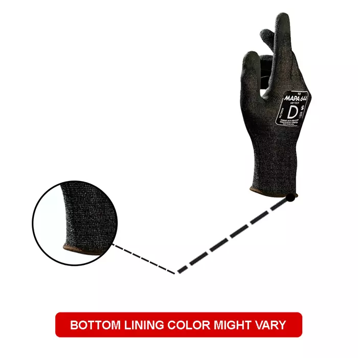 Mapa KRYTECH 644 Black HPPE Cut Resistant Gloves Size 7 Nitrile Foam Coating, 34644017