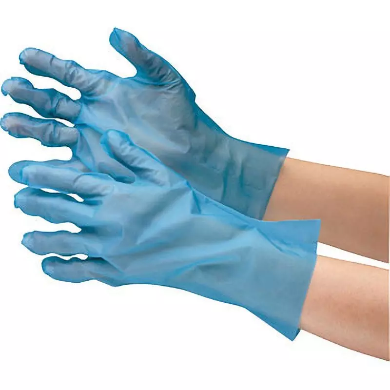 MIDORI Polyethylene Disposable Gloves Blue M Size 30.0 cm Palm Circumference, VERTE576M (Pack of 200 Pair)