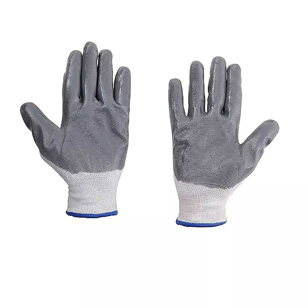 Conclood India L Size Cut Resistant Gloves White & Grey Color Made of Nylon for Handling Glass & Metal Sheet (Pair of 2)