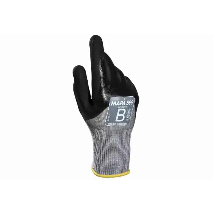 Mapa KryTech 599 Black Grey Nitrile Abrasion Resistant Cut Resistant General Purpose Puncture Resistant Tear, 34599007