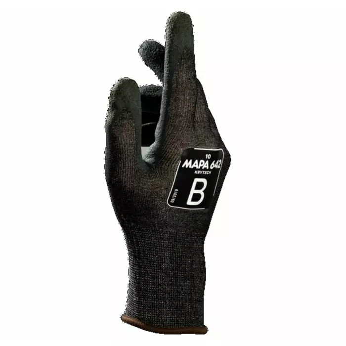 Mapa KRYTECH 642 Black Nitrile Cut Resistant Gloves Size 9 Nitrile Foam Coating, 34642019