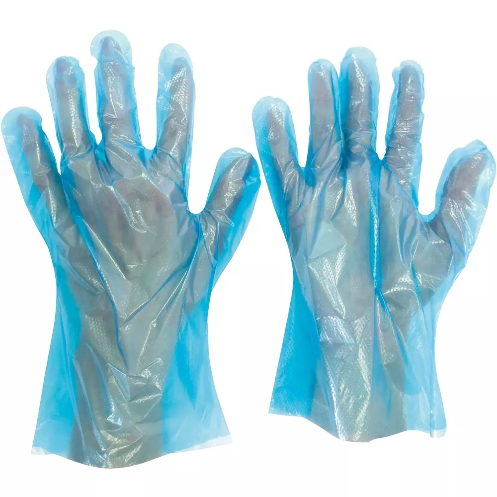 MIDORI Polyethylene Disposable Gloves Blue SS Size 26.0 cm Palm Circumference, VERTE-504-SS (Pack of 200 Pair)