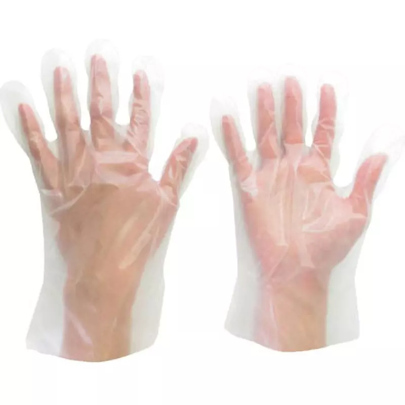 MIDORI Polyethylene Disposable Gloves Clear M Size 27.0 cm Palm Circumference, VERTE-571 (Pack of 200 Pair)