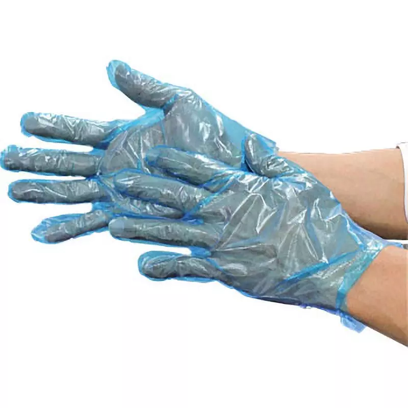 MIDORI Polyethylene Disposable Gloves Blue L Size 31.1 cm Palm Circumference, VERTE-504-L (Pack of 200 Pair)