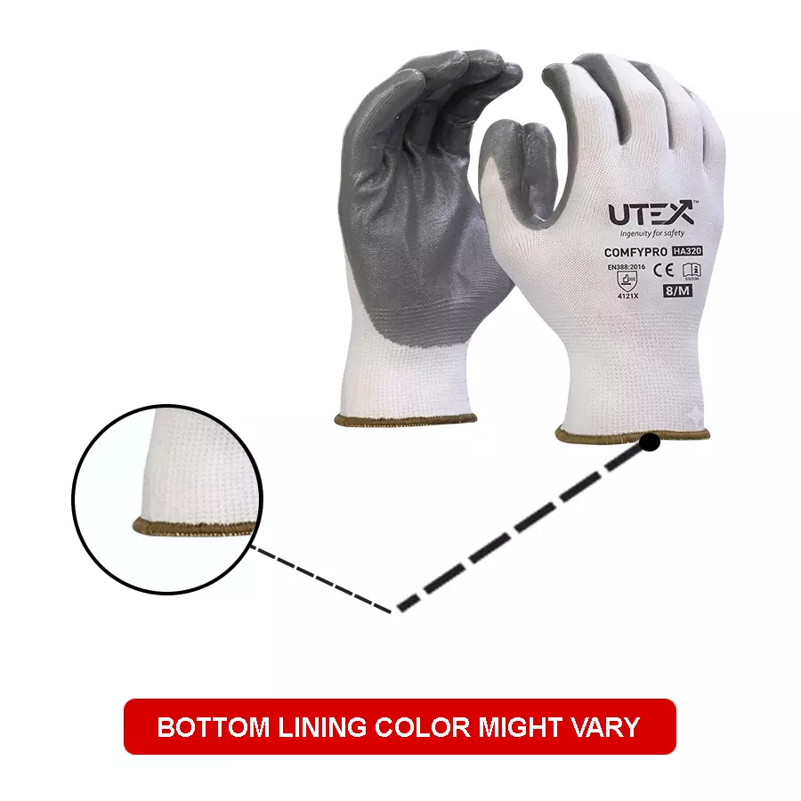 utex-comfypro-safety-hand-gloves-white-grey-cotton-linnig-material-m-size-polyester-for-industrial-use-ha207-pack-of-24-pair