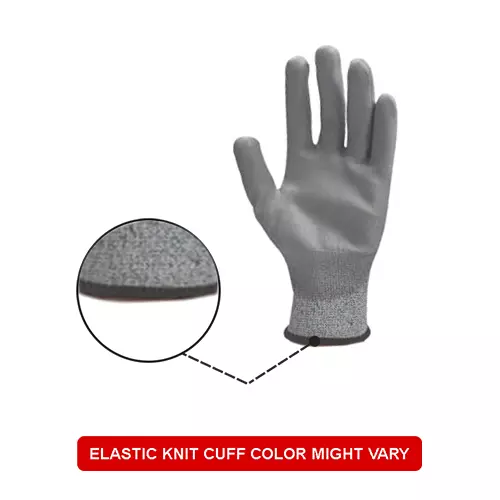 ROCKSAFE Cut-Resistant Gloves PU Coated Polyester Level 5 Grey Free Size (Pack of 60 Pairs)