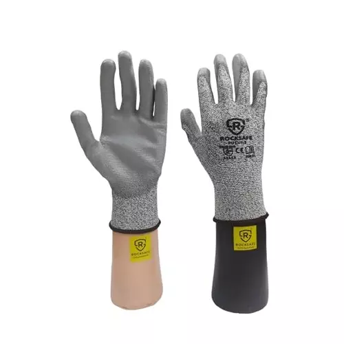 ROCKSAFE Cut-Resistant Gloves PU Coated Polyester Level 3 Grey Free Size (Pack of 12 Pairs)