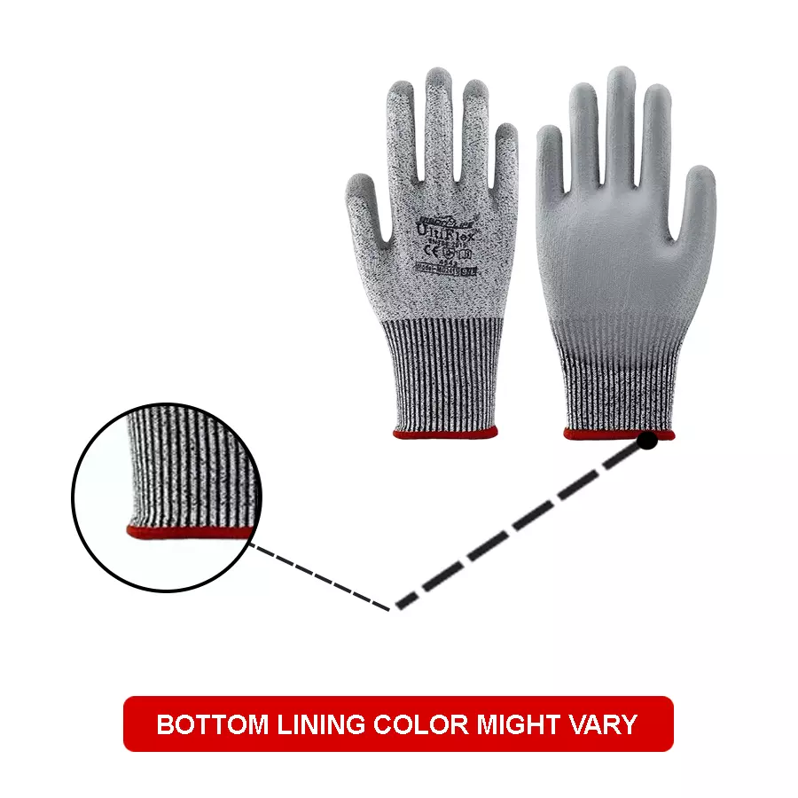 BISON LIFE UltiFlex Cut Resistance Gloves HPPE Shell PU Coated Size-9 Level 5, MG2415