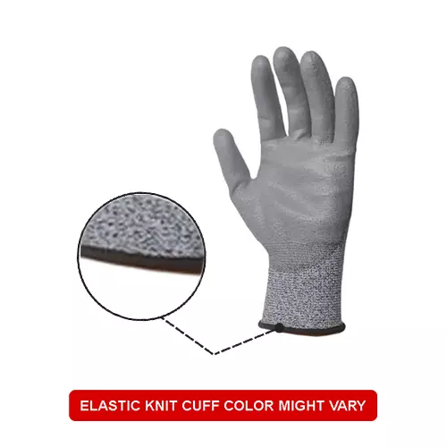 ROCKSAFE Cut-Resistant Gloves PU Coated Polyester Level 3 Grey Free Size (Pack of 36 Pairs)