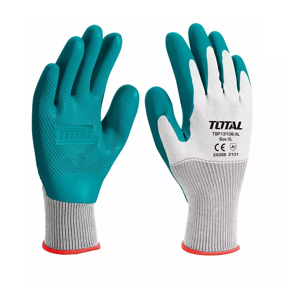 Total Latex Gloves Cotton, Polyester Full Finger XL Size For Heavy Cargo Handling, TSP13106-XL