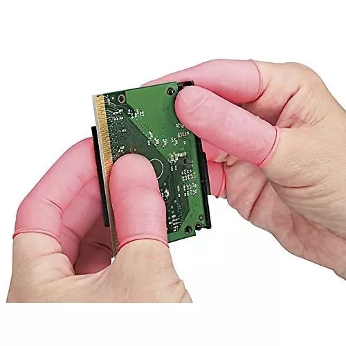 SCHOFIC Anti-Static ESD Safe Disposable Finger Cots 4 Mil Thickness, Pink (Pack of 100)