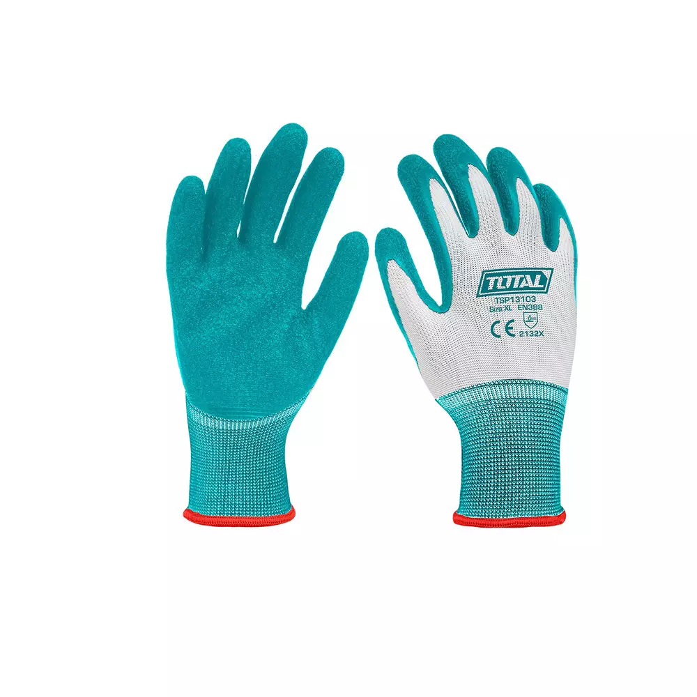 Total Latex Gloves Textured Palm Dip Flexible Breathable Size XL for Heavy Cargo Handling, TSP13103