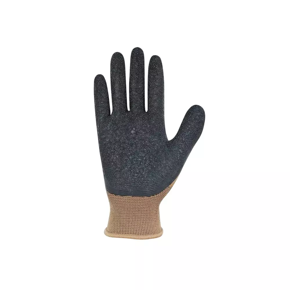 karam-safety-gloves-polyester-liner-with-natural-latex-coating-brown-color-m-size-for-hand-safety-hs02-pack-of-12-pair