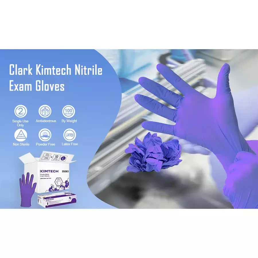 Kimberly-Clark Kimtech 9.5in (M) Food Grade Purple Nitrile Exam Gloves,KC-55082(Pack of 100 Pcs)