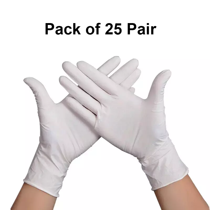 3P Non-Sterile Hand Gloves Left, Right Hand Orientation White for Surgical or General Medical Use (Pack of 25 Pairs)