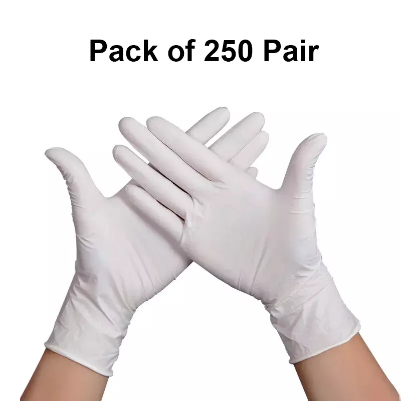 3P Non-Sterile Hand Gloves Left, Right Hand Orientation White for Surgical or General Medical Use (Pack of 250 Pairs)
