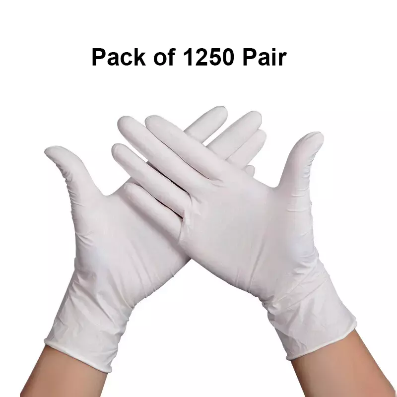 3P Non-Sterile Hand Gloves Left, Right Hand Orientation White for Surgical or General Medical Use (Pack of 1250 Pairs)