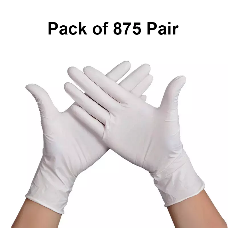 3P Non-Sterile Hand Gloves Left, Right Hand Orientation White for Surgical or General Medical Use (Pack of 875 Pairs)