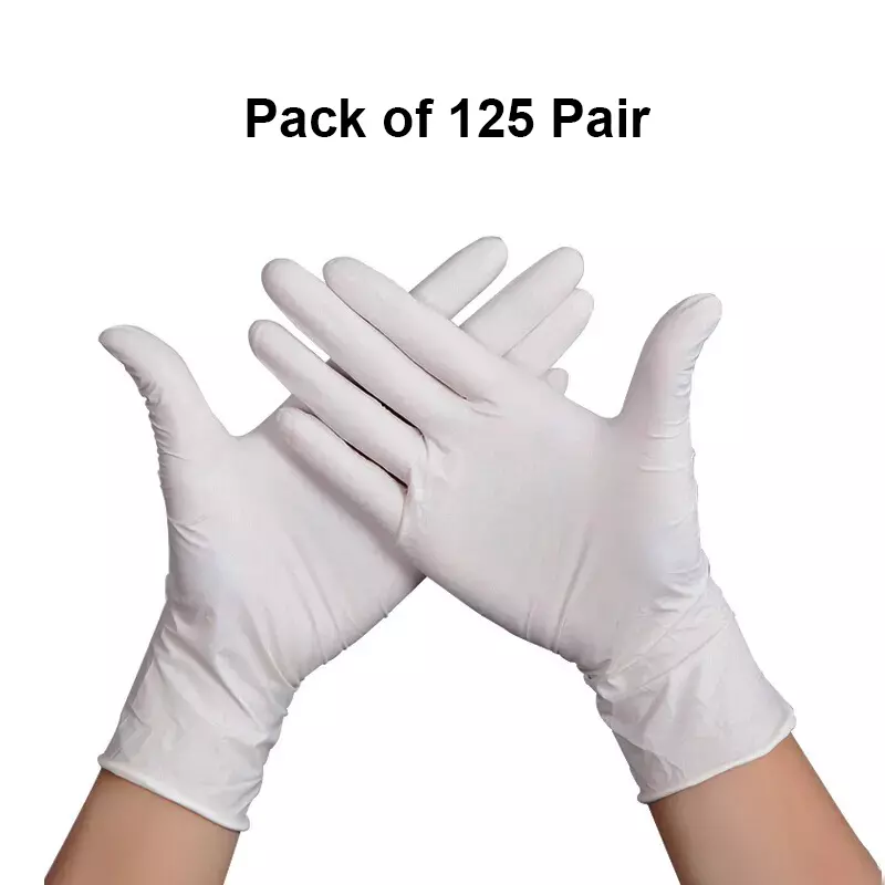 3P Non-Sterile Hand Gloves Left, Right Hand Orientation White for Surgical or General Medical Use (Pack of 125 Pairs)