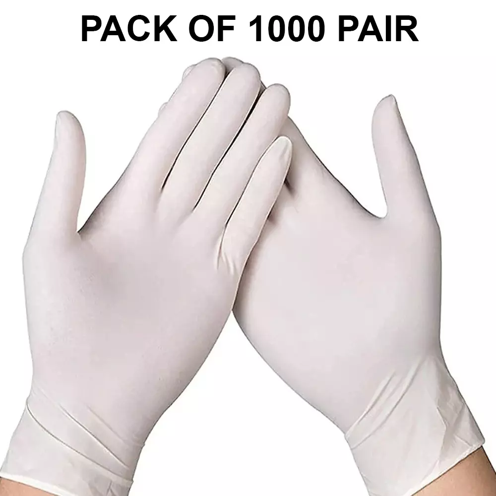 3P Latex Examination Hand Gloves Left, Right Hand Orientation White for Surgical or General Medical Use (Pack of 1000 Pairs)