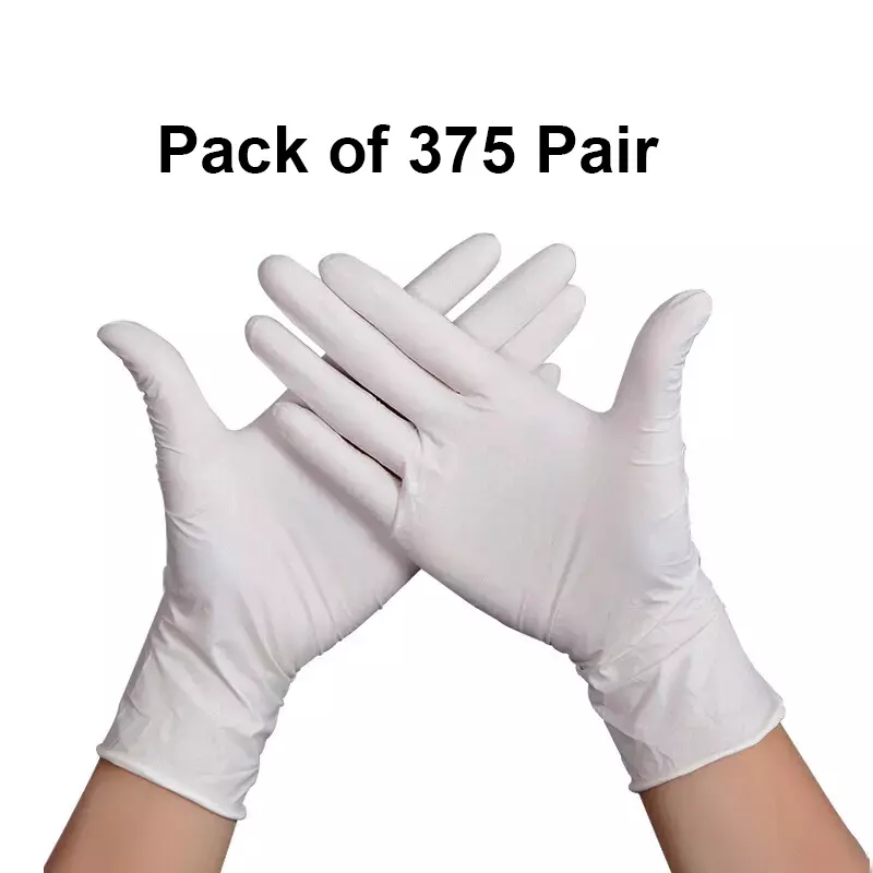3P Non-Sterile Hand Gloves Left, Right Hand Orientation White for Surgical or General Medical Use (Pack of 375 Pairs)