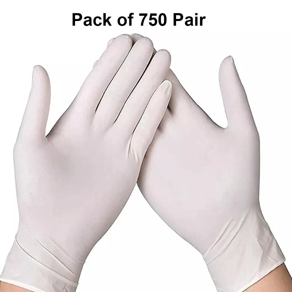 3P Latex Examination Hand Gloves Left, Right Hand Orientation White for Surgical or General Medical Use (Pack of 750 Pairs)