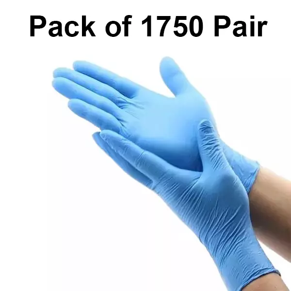 3P Nitrile Examination Hand Gloves Left, Right Hand Orientation Blue for Surgical or General Medical Use (Pack of 1750 Pairs)