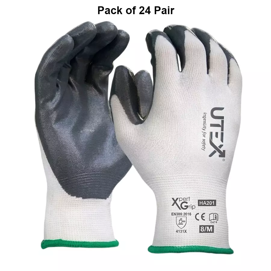 utex-xpert-grip-safety-hand-gloves-white-grey-l-size-nitrile-for-industrial-use-ha201-pack-of-24-pair