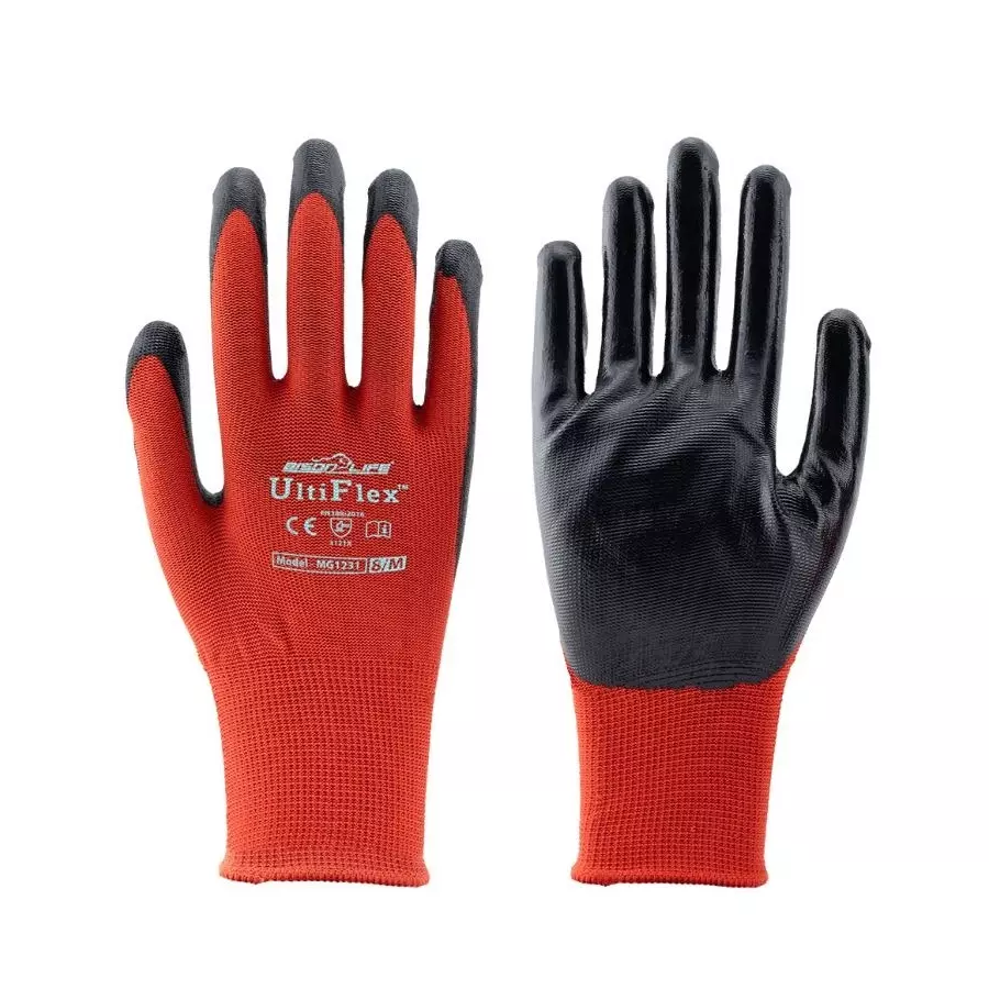 BISON LIFE UltiFlex Nitrile Work Gloves Size-9 with Polyster Liner, MG1231