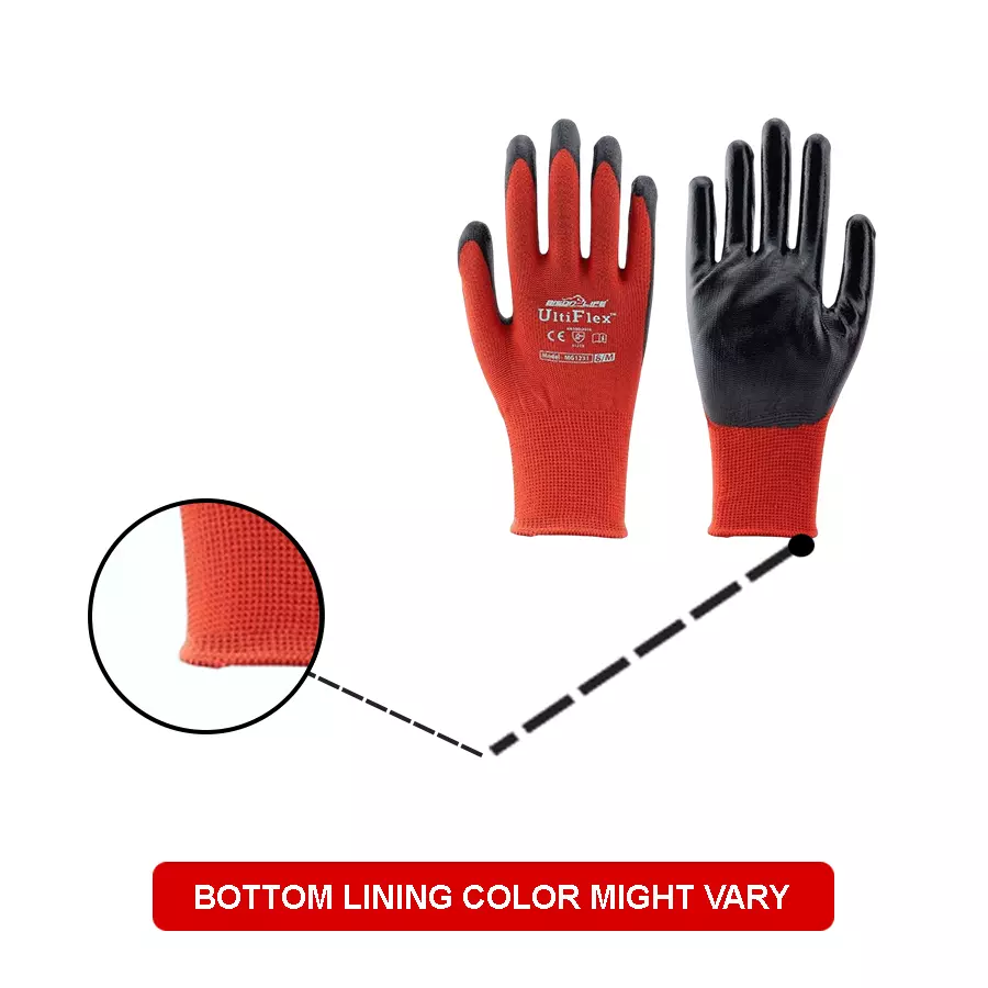 BISON LIFE UltiFlex Nitrile Work Gloves Size-9 with Polyster Liner, MG1231