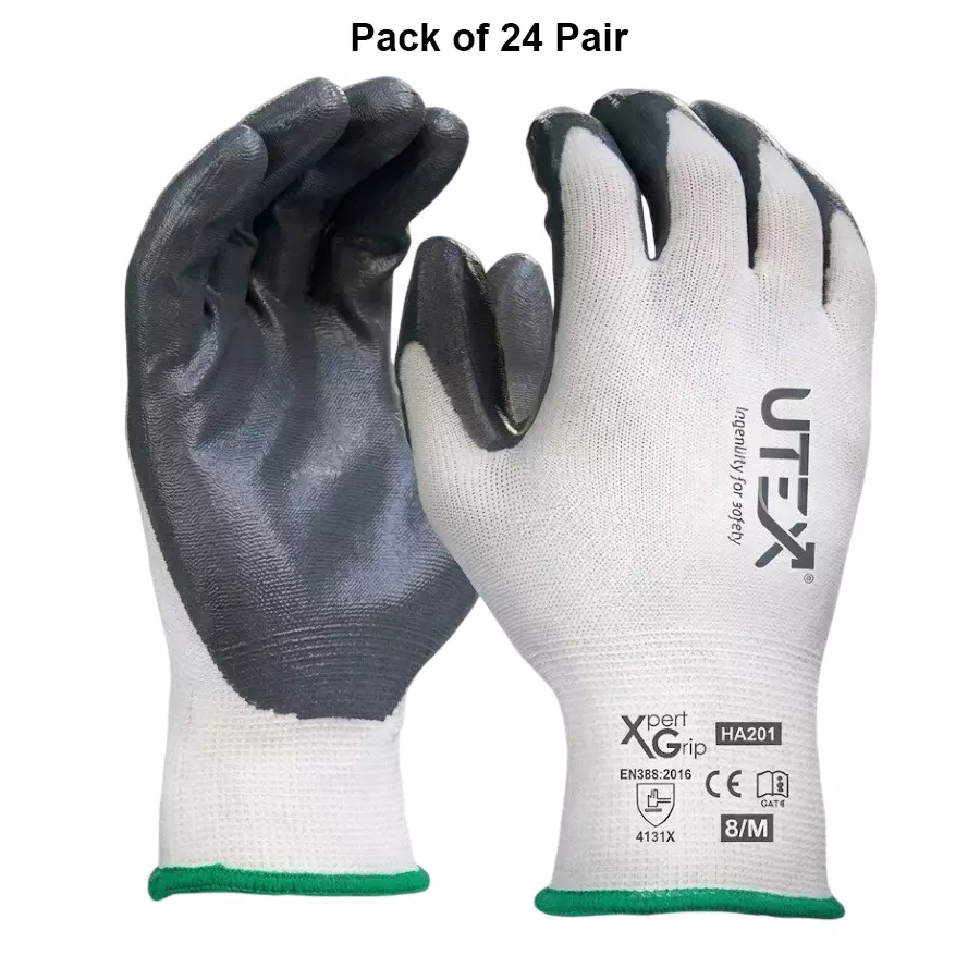 utex-xpert-grip-safety-hand-gloves-white-grey-m-size-nitrile-for-industrial-use-ha201-pack-of-24-pair