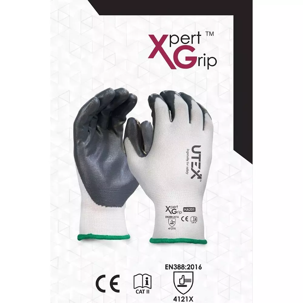 utex-xpert-grip-safety-hand-gloves-white-grey-m-size-nitrile-for-industrial-use-ha201-pack-of-24-pair