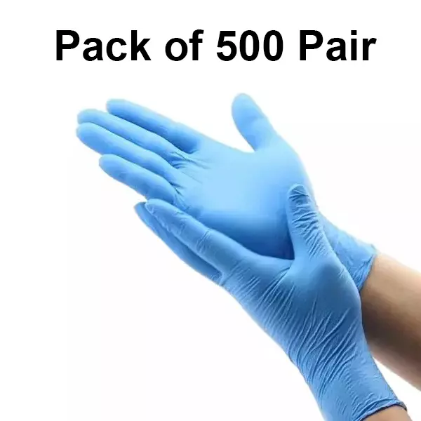3P Nitrile Examination Hand Gloves Left, Right Hand Orientation Blue for Surgical or General Medical Use (Pack of 500 Pairs)