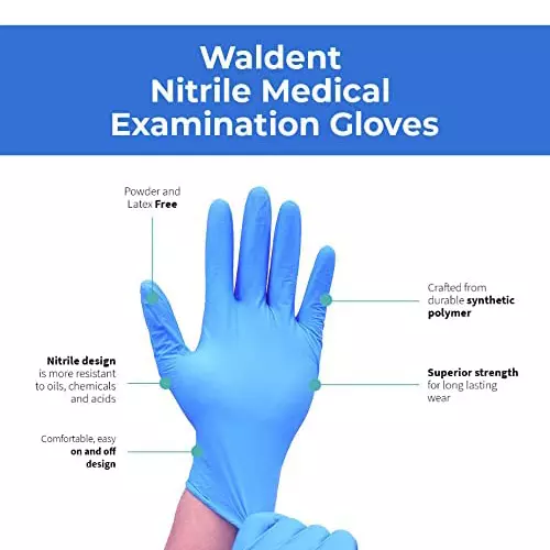 3P Nitrile Examination Hand Gloves Left, Right Hand Orientation Blue for Surgical or General Medical Use (Pack of 500 Pairs)