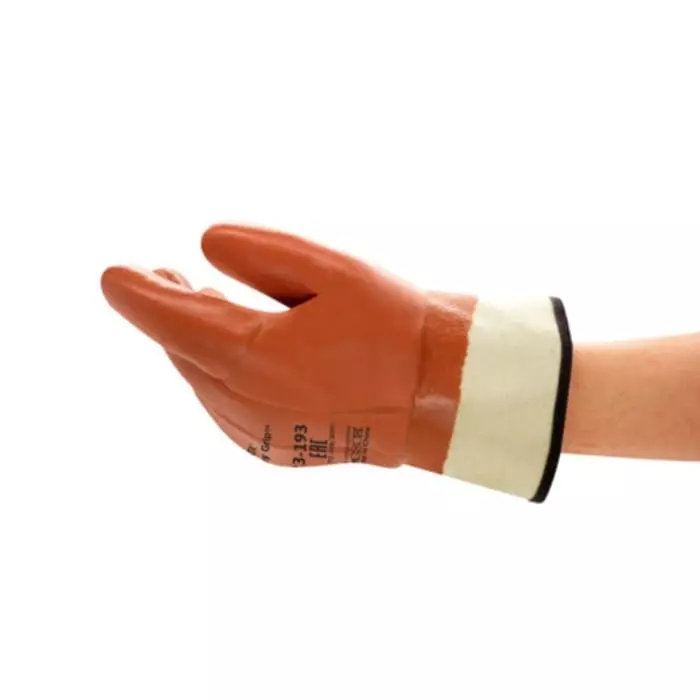 Ansell ActivArmr Winter Monkey Grip 23-193 Orange Cotton Cold Resistant Gloves Size 10 PVC Coating, 23193100