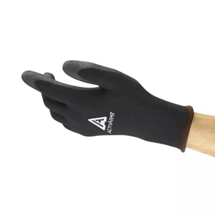 Ansell ActivArmr 97-631 Black Acrylic Nylon (Liner) Cold Resistant Work Gloves Size 7 PVC Coating, 97631070