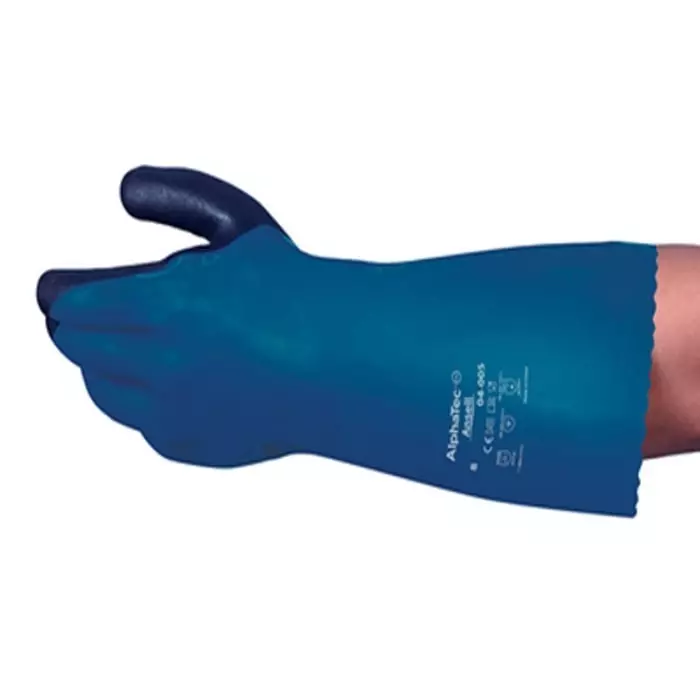 Ansell AlphaTec 04-005 Blue Cotton Chemical Resistant Gloves Size 9 PVC Coating, 4005090