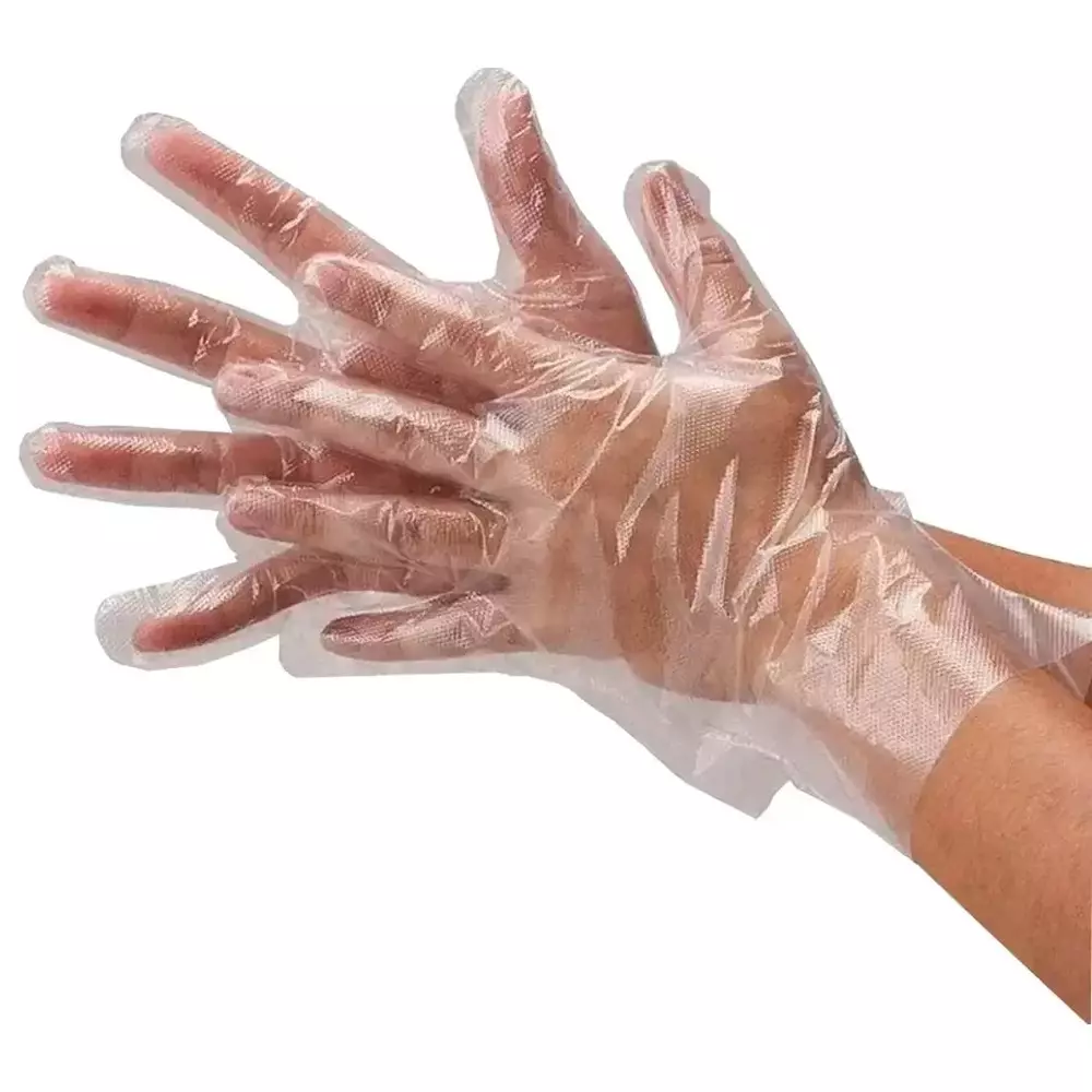 Generic Disposable Hand Gloves Transparent, Poly, Powder-Free, Food Safe (Pack of 100 Pcs)