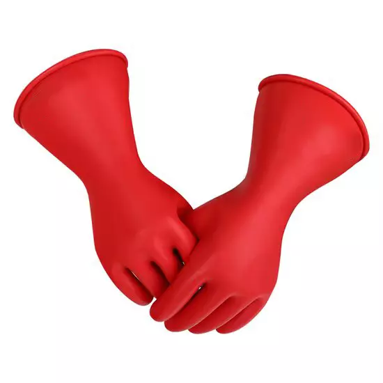 De Neers Electric Safety Gloves PPE Red 10000 V AC Test & 7500 V AC Working Potential Length 410 mm, IST-IG1