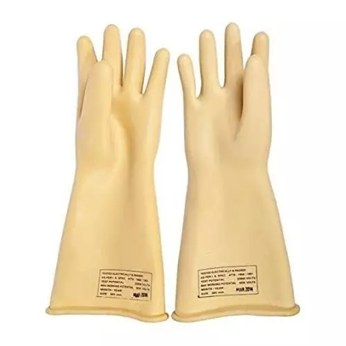 BEGGOSAFE Electrical Insulated Rubber Gloves 11 & 33 KVA Cream Color for Electrical Work