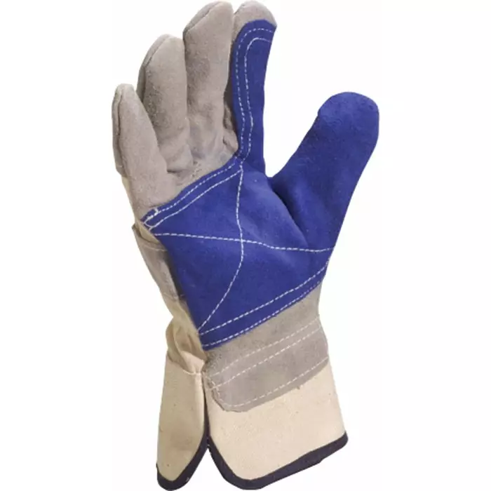 Delta Plus Blue Grey Cotton Leather Mechanical Protection Work Gloves Size 10, DS202RP10 (Pack of 12 Pair)
