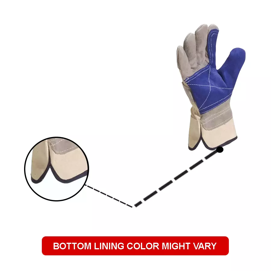 Delta Plus Blue Grey Cotton Leather Mechanical Protection Work Gloves Size 10, DS202RP10 (Pack of 12 Pair)