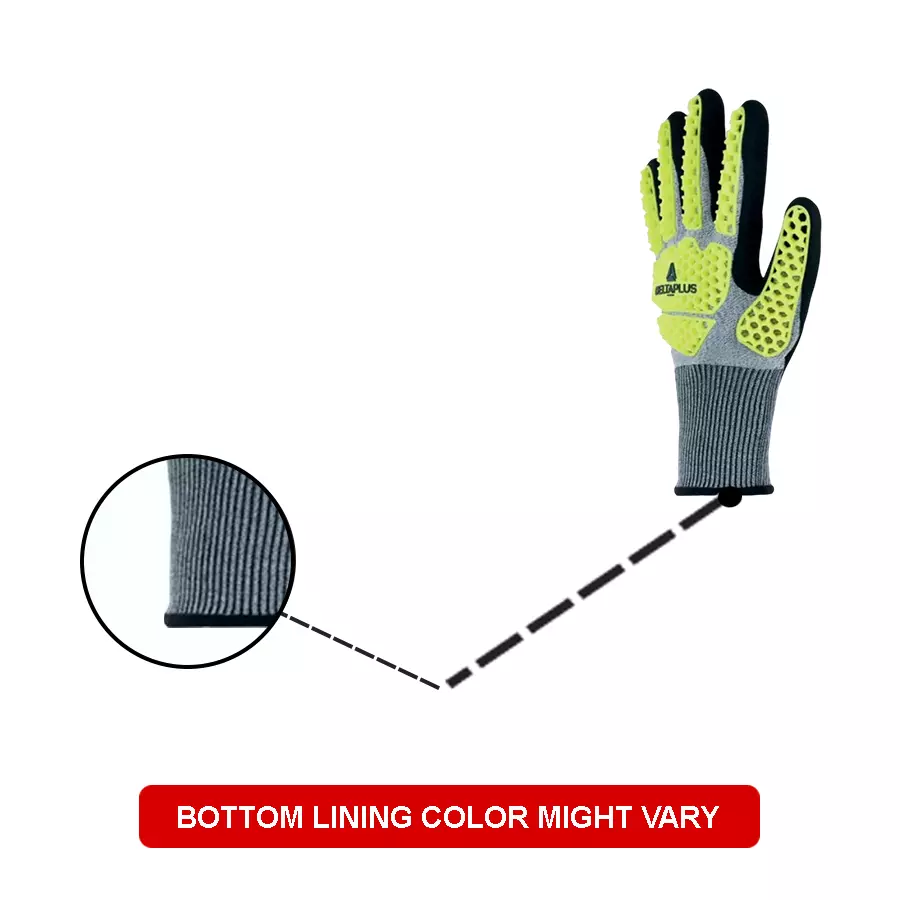Delta Plus Grey Yellow Cut Resistant Work Gloves Size 10 Nitrile Foam Coating, VV909JA10 (Pack of 12 Pair)