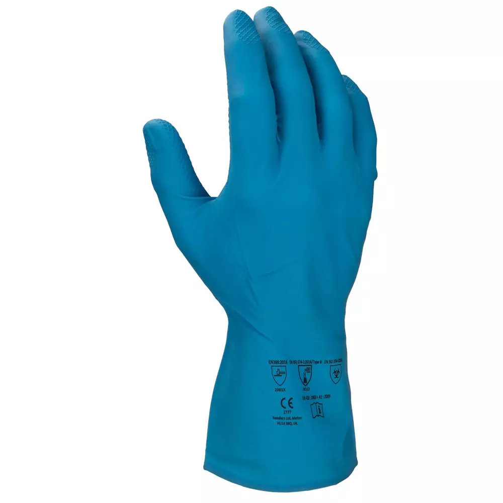 RS PRO Glove Latex 9 24 Gloves Blue Uncoated Abrasion Resistant, Chemical Resistant, Cut, 2460889 (Pack of 12)