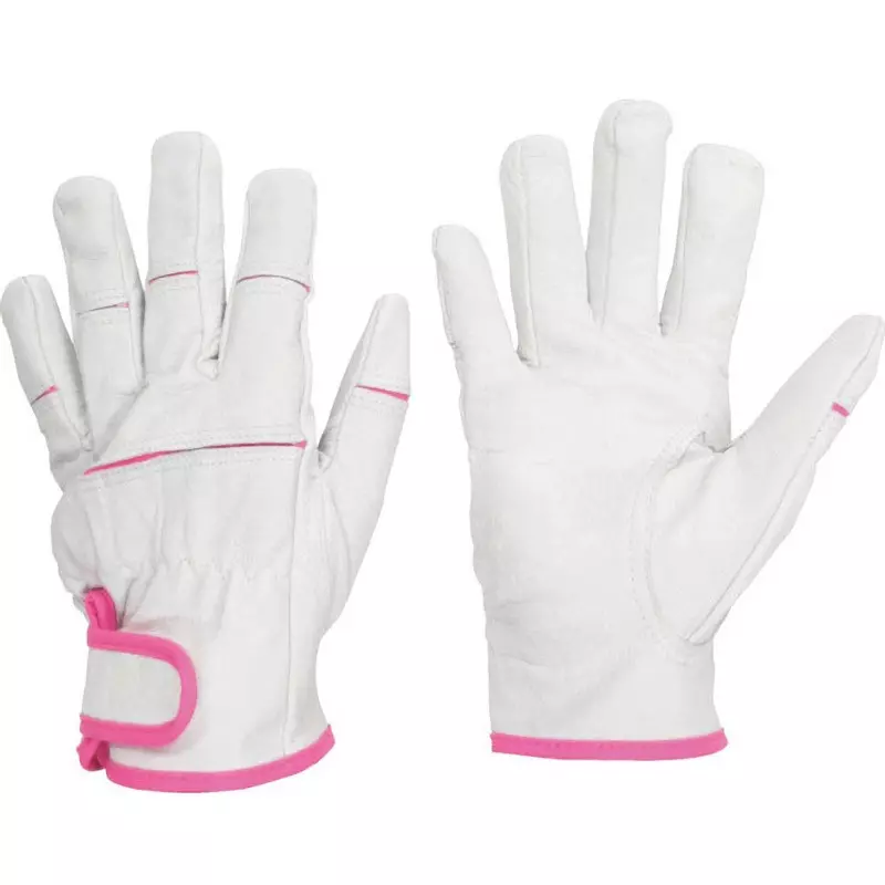 MIDORI Leather Gloves Pink (cuff Edge) S Size 18.0 cm Palm Circumference, 40% cotton, MT-550-S