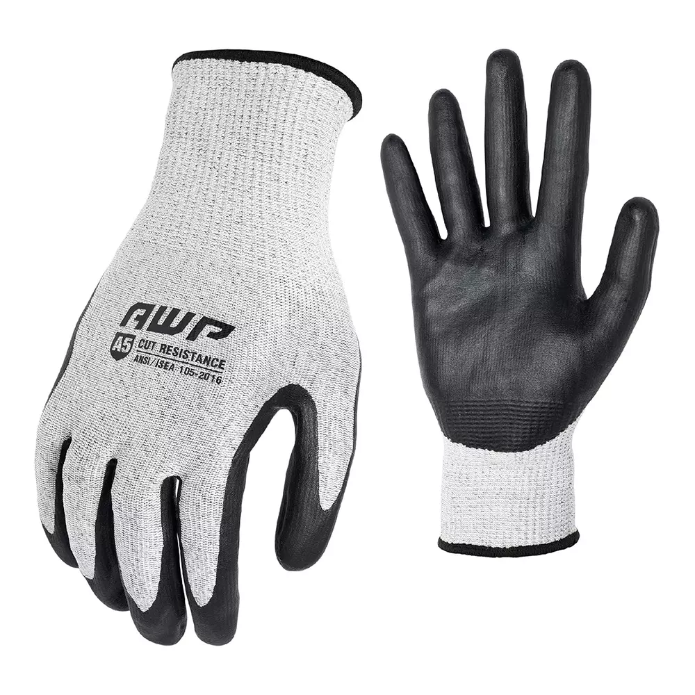 GENERIC M Safety Work Gloves with Grey PU Coating For Multipurpose Use (Pack of 3 Pairs)